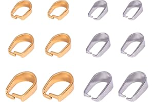 PH PandaHall 120pcs 6 Tailles Bélières Attache Pendentif en 304 Acier Inoxydable Accessoires pour Montage Bélière Pendentif Charms Breloques Creation de Bijoux, Argent Dore