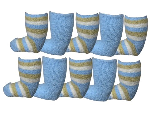 **Great Value** Babies 10pk Soft & Cosy Fleece Socks (3-5 FOOTSIZE, PALE BLUE)