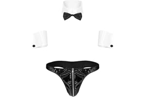 Freebily Lencería Erótica para Hombres de 3 Piezas Ropa Interior Sexy de Pijama Thong Traje Disfraces de Monos Conjunto Traje