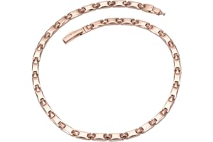 ENERCOPPEX Collier en titane magnétique 3500 Gauss, collier magnétique en or rose pour hommes et femmes, titane pur à 99%