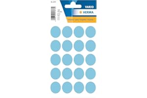 ‎HERMA HERMA 1873 Punktaufkleber Klebepunkte hellblau, 100 Stück, Ø 19 mm, 20 pro Bogen, selbstklebend, Markierungspunkte für Kalender Planer Basteln, matt, blanko Papier Farbpunkte Etiketten Aufkleber
