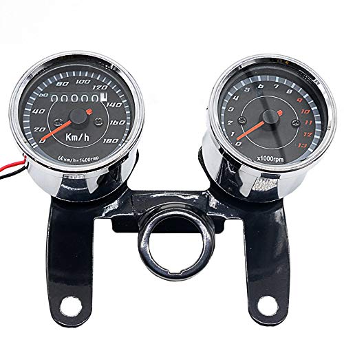 Speedometer Combination 12V 0-180 Km/h LED Motorcycle Tours Tachometer Gauge - Black