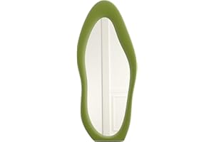 CEIEVER Espejo de pie de cuerpo entero, espejo asimétrico, grande, 160 x 60 cm, asimétrico, espejo de pasillo, espejo de pared para dormitorio, salón, vestidor, decoración (verde)