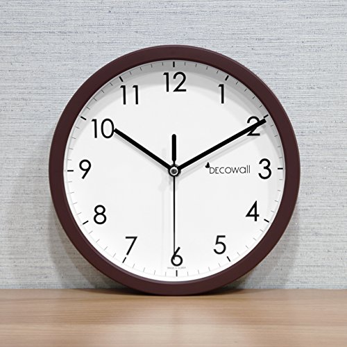 Decowall DSH-H22B Nicht Tickende Stille Wanduhr Modern für Wohnzimmer Küche Büro (Braun, 22.5cm) - 6