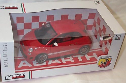 mondo motors 500 fiat abarth car in red 1.18 scale diecast model