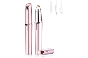 LERKELY Depiladora Facial Mujer, Depiladora Cejas Mujer Eléctrica Depiladora Cejas Portátil, 2 en 1 Rasuradora Mujer USB Recargable Aplicar En Cejas, Labios, Brazos, Axilas (Dorado champagne)