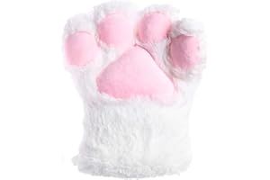 chenpaif Gants, Femmes japonaises Filles Mignon Ours Chat Patte Gants Hiver Chaud épais Moelleux en Peluche Dessin animé Animal Anime Lolita Cosplay Mitaines à Doigt Complet Blanc