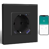 BSEED ZigBee 20W USB C Fast Charger Plug with Current Metering,Schuko WLAN Recessed for Alexa/Google Home, 16A Smart Plug, 1