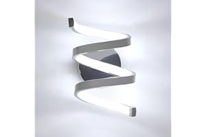Lumiup Spiral Wall Light, 6500K LED Wall Light Indoor Wall Lighting Fixtures, Modern Silver Wall Lights for Living Room, Bedrooms, Bedside, Hallway, Stairs