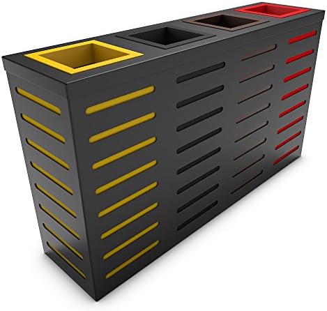poubelledirect Waste Bin Metal Bin 90 Litres, 4 Buckets, Anthracite – Auriga 4 x 90/100L Jaune + Anthracite + Marron + Rouge