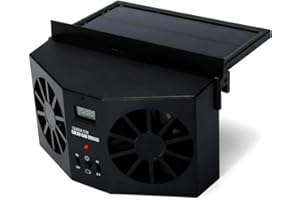 MACHSWON Ventilateur de radiateur Ventilation Échappement solaire et fonctionnant sur batterie, refroidisseur solaire de voiture pare-brise de voiture ventilateur mini climatiseur noir