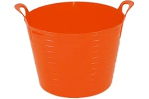 My Home Essentials® 42 Litre Large Flexi Tub Garden Home Flexible Colour Rubber Storage Container Bucket Flex Tub (Orange)