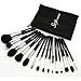 Professional Makeup Brush Set - Foundation Concealer Blending Blush Brush Face Powder Eyebrow & Eyeshadow Brush Cosmetics Tool Kit -15PCS Black Silver