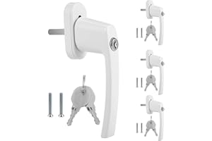 Sonnewelt 4 Stück Abschließbare Fenstergriffe,Fenstergriff Aluminium,Kindersicherung Fenstersicherung,Fensterschloss mit Schloss in Stiftlänge 35mm,Fenstergriffe Weiß, Für Fenster