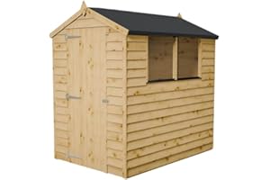 WALTONS EST. 1878 WALTONS | 6 x 4 Overlap Wood Storage Shed | Apex Roof | 7mm Overlap Cladding | Wooden Garden Storage Shed | Single Door | Windows |10 Year Anti Rot | 6 x 4 6ft 4ft