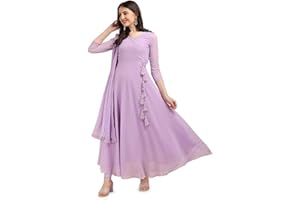 Estationeryhouse Dames Georgette Anarkali Kurta Kurti met Dupatta (broek niet inbegrepen)