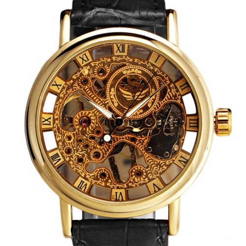 Herren Wunderschne Ultra-dnne goldige Uhr Armbanduhr Carve Dial Mechanical Herren Wunderschne Ultra-dnne goldige Uhr Armbanduhr Carve Dial Mechanical