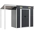 HUAKEHOM Gerätehaus 192x152,5x237 Cm - Anthrazit, Verzinkter Stahl