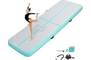 KIKILIVE Tapis de Tumbling, 10/20 CM d'épaisseur Tapis d'entrainement, 2/3/4/5/6M Tapis de Gymnastique,Tapis d'exercice avec Pompe à air, Piste de Gym Gonflable, Matelas d'Air