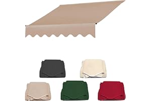 CYXOZ Ersatz Für Einziehbare Klemmmarkise, Sonnenschutzdach Für Einziehbare Markisen,Langlebiger Markisenstoff, Wasserdichter Mehrzweck-Markisenschutz, Markisen Ersatzteile-Beige||3m