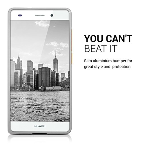 kwmobile Carcasa bumper de aluminio para el Huawei P8 Lite  2015  en plata - Protecci  n extra fina y resistente para tu m  vil