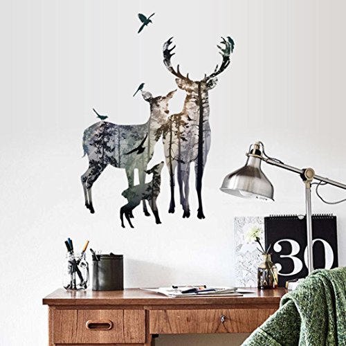 erthome Deer Elk Head Wall Sticker Home Living Room Bedroom Decor Removable DIY Waterproof Art Decal