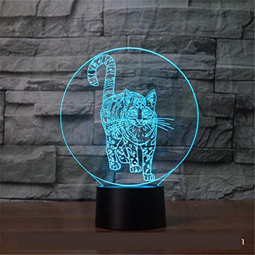 Preisvergleich Produktbild 3d Nachtlicht, Nachtlampe, kleine Schreibtischbeleuchtung, 7 Farbwechsel, Catkids Freunde Familie Geschenke Neuheit vorhanden USB LED Fernbedienung Bestes Halloween Geschenk