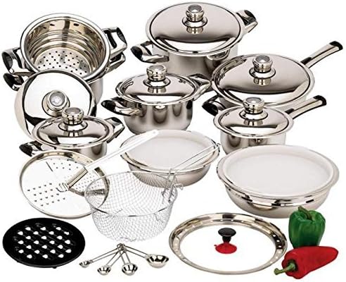 New 12 Element 28pc T304 Stainless Steel Waterless Cookware Set Pots &amp; Pans