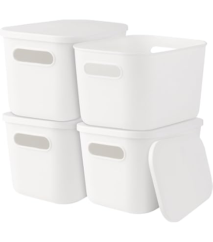 Set 4 Scatole Plastica Con Coperchio 24,5x17,5x16 Cm - Contenitori Organizer Per Casa E Ufficio
