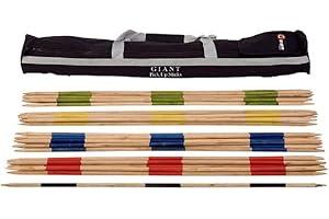 Ubergames XXL Riesen Mikado - Top Qualität ECO-Harter Holz ca. 90 cm Lang - mit Robuste Tragetasche - 33 Staben - Super Tragetasche - Profi