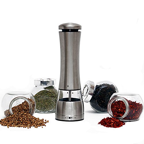 paracity Elektrische Pfeffermühle 2 Stück elektronische Edelstahl Pfeffermühle Salz und Pfeffer Mills Shaker mit einstellbarer Keramik-Grobheit Grinder, batteriebetrieben Grinder - 8