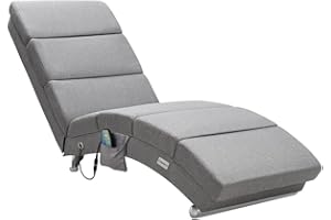 Casaria® Relaxliege XXL Massage Heizfunktion 186x89x55cm Ergonomisch Stoff Gepolstert 180kg Belastbarkeit Wohnzimmer Innen Chaiselongue Relaxsessel Grau