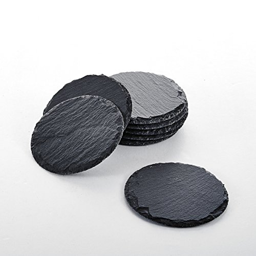 Malacasa, Serie Nature.Slate, 16-tlg. Set Schieferplatte Schiefer Untersetzer 4 Zoll / 10*10*0,5 cm Glasuntersetzer