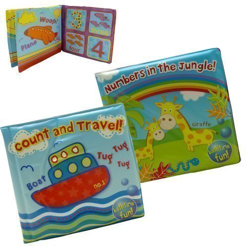 Pack of 2 - One Of Each Jungle/Travel Bath Time Book - Bath Time Fun For Babies