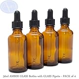 50 ml BRAUNGLAS-Flaschen mit GLAS Pipetten. 4er-PACKUNG
