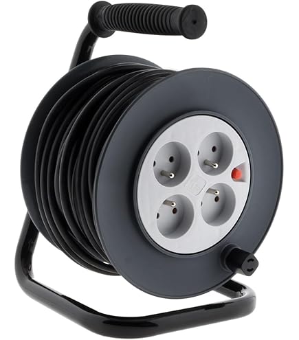 Prise Terre Ip44 Enrouleur Câble MASKO 20m - Rallonge Extérieur IP44, 3000W Déroulé, Poignée Transport | Pour Jardin, Bricolage, Chantier Enrouleur Professionnel Bricolage