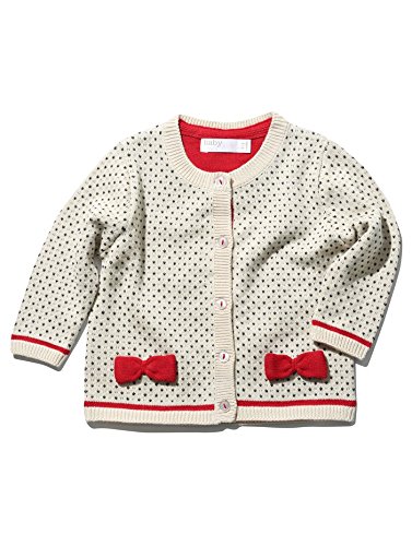 M&Co Baby Girl Long Sleeve Polka Dot Spot Print Cute Bow Detail Button Down Cardigan Oatmeal 12/18 Mnth