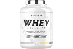 Superset Nutrition - 100% Whey Proteine Advanced (2kg) - 74% de protéines - Isolat + Concentrat + Hydrolysat, Digestion optimisée, Riche en BCAA et en glutamine - Vanille Crémeuse