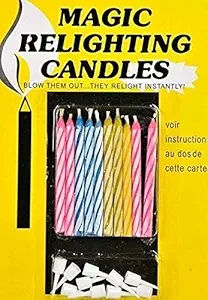 Golden Stone (20pcs/2 Box) Magic Props Relighting Candles Funny Trick Birthday Candle Party Joke Gift Birthday Party Cake Decor Supplies (Pack of 2)