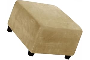 ZZDZW Square Ottoman Slipcover Velvet Small/Medium/Large Stretch Ottoman Cover Slipcover for Wingback Chair Stool Protector cover/Sofa Leather Storage Footstool (Color : Leather, Size : 33-45cm)