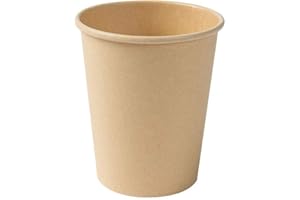 GREENBOX - Bicchieri usa e getta, compostabili, biologici, con rivestimento in PLA, 50 pezzi, colore marrone non sbiancato, 200 ml