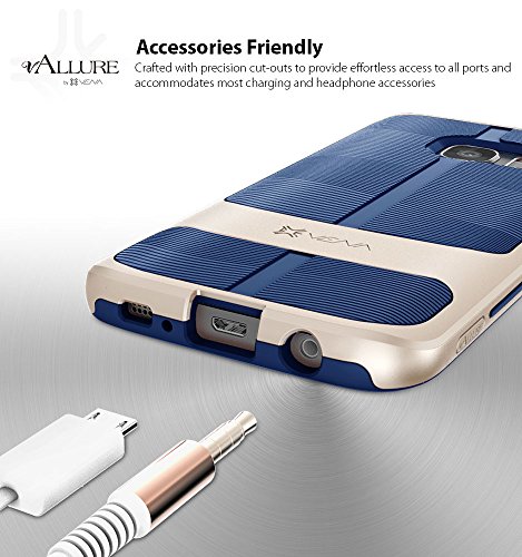 Galaxy S7 Funda  Vena  vAllure  CornerGuard ShockProof   Strong Grip  Bumper Frame h  brido de la cubierta ultra delgada La textura de la onda para Samsung Galaxy S7  Oro   Azul Marino 