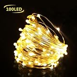 Cadena de Luces 10m 100 LED Impermeable Flexible de Alambre de Plata con 8...