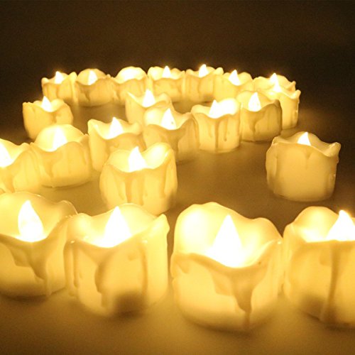 Mr.Go Flameless 12st LED gelb flackernde Kerze Teelichter, Wachs Dropping batteriebetriebene elektrische LED Kerze Birnen Lampen Wärmer für Party, Bar, Hochzeit, Weihnachten, Abendessen (Flicker-Yellow)