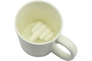 Biigming Tasse à café 3D en céramique avec motif animal à l'intérieur, 350 ml, faite à la main, tasse à lait cadeaux pour Noël, anniversaire, fête des mèresamis, enfants (Doigt)