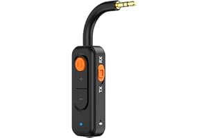 ZZOSRDR Bluetooth 5.4 Transmitter Receiver 2-in-1 Wireless Audio Adapter, Mini 3.5mm AUX Bluetooth Adapter for Home Car Airplane PC Audio Music Headphones TV Speakers