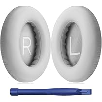 Jeu De Coussinets De Remplacement Pour Casque Bose QuietComfort 35/25/15 - Simili Cuir Argenté - Lot De 2
