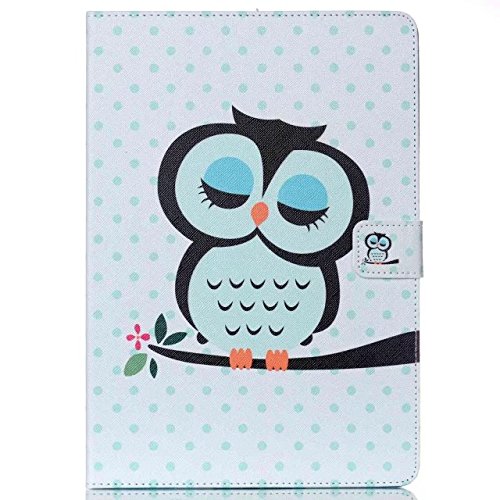 Samsung Galaxy Tab A 9.7 SM-T550 Hülle, DEENOR Bunt Malerei und Stilvoll Zeichnung Brieftasche Case Buch-Stil PU Leder Flip Protective Stand Tasche Schutzhülle Hülle für Samsung Galaxy Tab A 9.7 SM-T550. (Sleep Owl) - 2