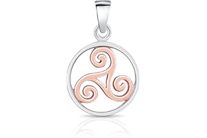 DTPsilver - Pendentif Femme en Argent Fin 925 et Plaqué Or Rose Noeud Celtique Triskel