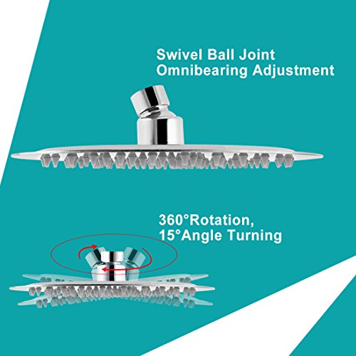 sourcingmap® 8″ 304 Edelstahl Ultra Druck Runde Dusche Kopf Wasser Sparen Regenfall - 4